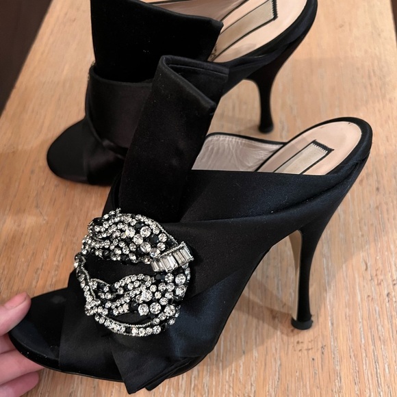 No. 21 Women's Satin Slide Mule Sandals High Heels - Picture 3 of 10